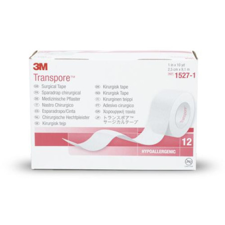 Sparadrap chirurgical 3M™ Transpore™ 9,14 x 2,50 cm.