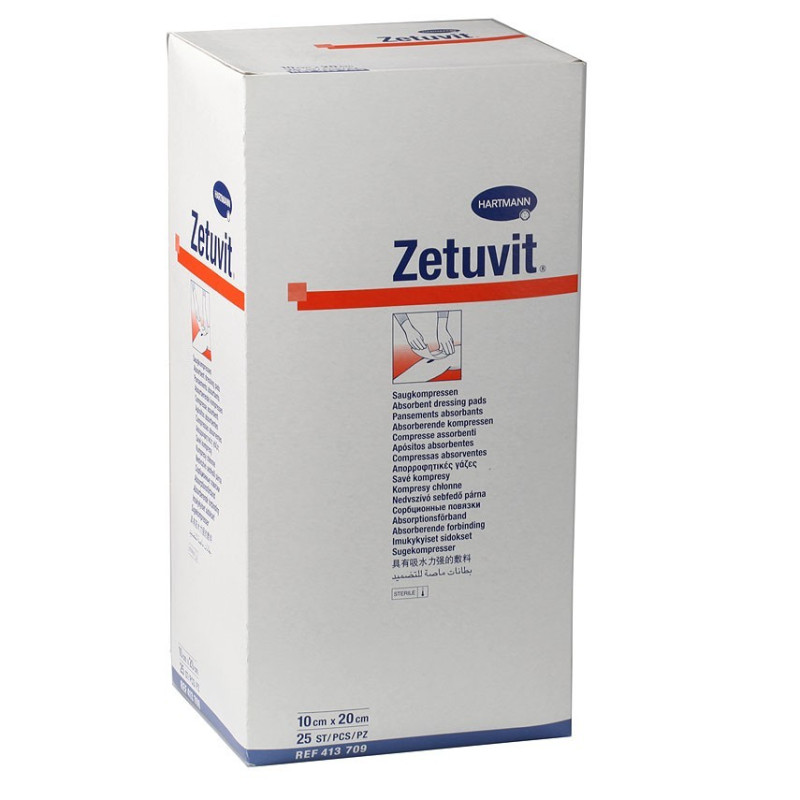 Zetuvit 10 x 20 cm pansement absorbants stériles bte 10
