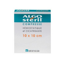 ALGOSTERIL compresses hémostatique et cicatrisante 10 x 10 cm boite de 16